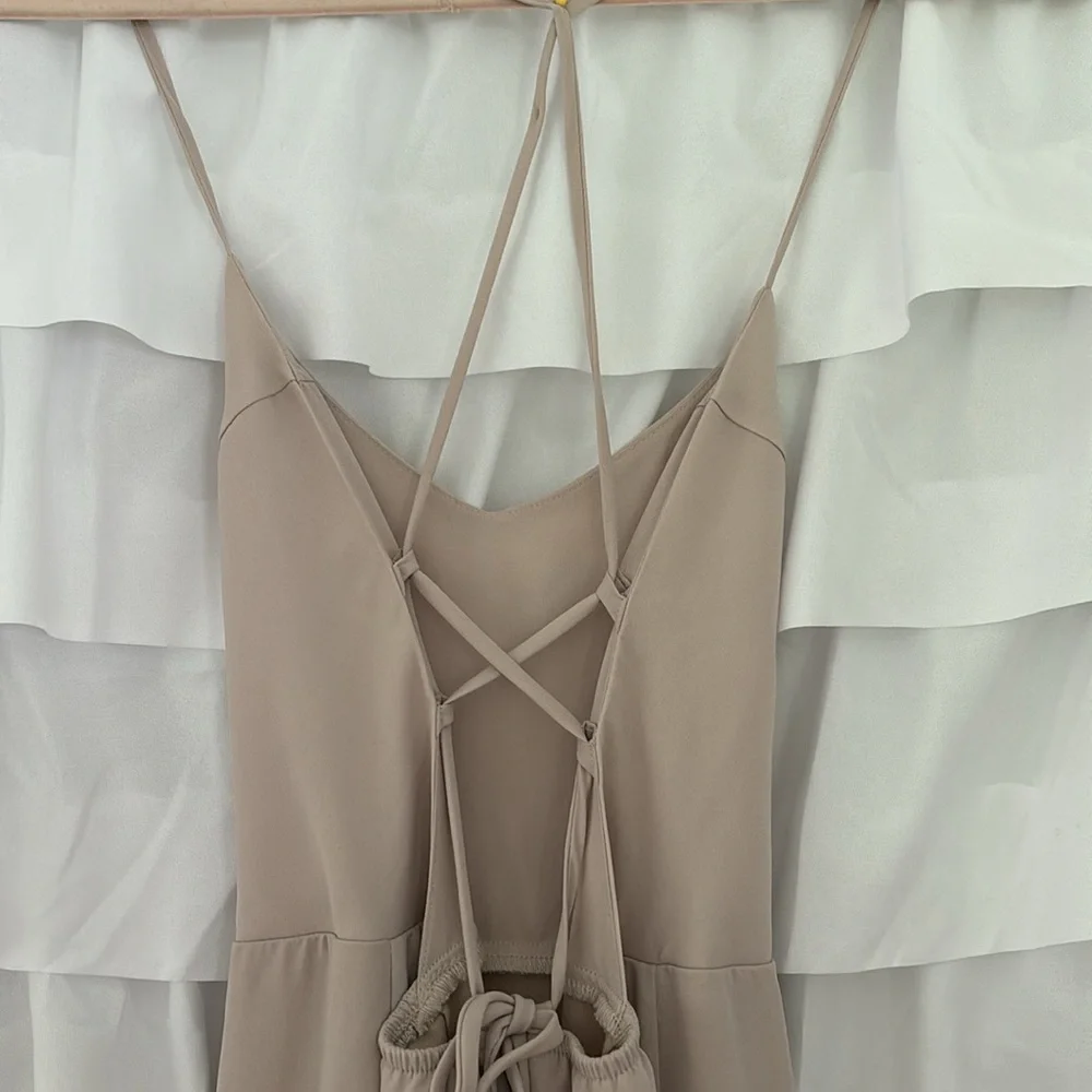 SHOW ME YOUR MUMU Beige Godshaw Goddess Light Taupe Chiffon Gown Size XS - Picture 4 of 9